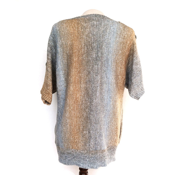 Cleo Ombre Gray Blue Camel Popover Knit Sweater L - Picture 4 of 6